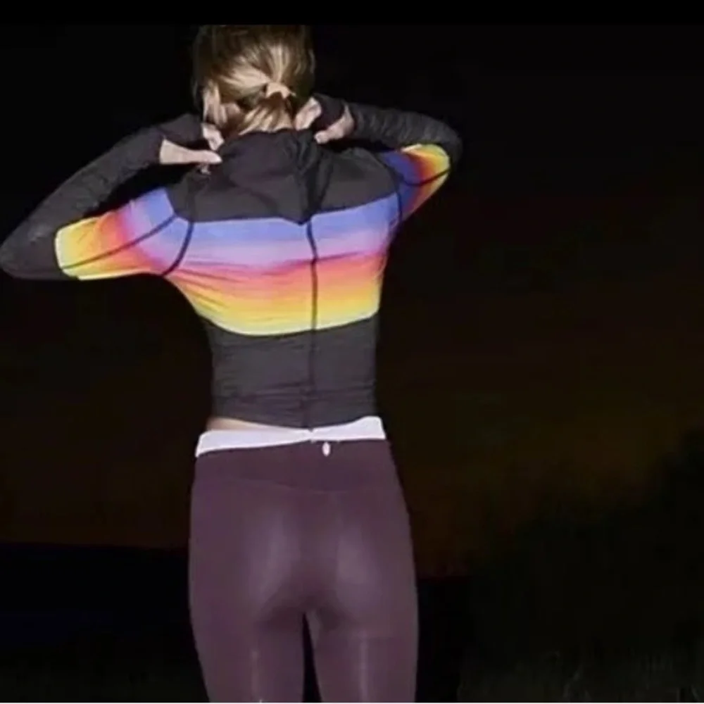 Free People Huddle Rainbow Hooded Long Sleeve Hoodie